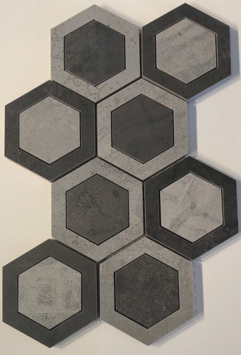 Gazzini - 4 inch Hexagon Porcelain Mosaic Tile - Metal Art Esagono